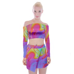Beautiful Fluid Shapes In A Flowing Background Off Shoulder Top With Mini Skirt Set by GardenOfOphir