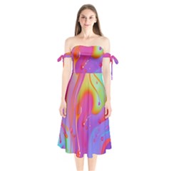 Beautiful Fluid Shapes In A Flowing Background Shoulder Tie Bardot Midi Dress by GardenOfOphir