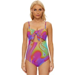 Beautiful Fluid Shapes In A Flowing Background Knot Front One-piece Swimsuit by GardenOfOphir