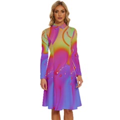 Beautiful Fluid Shapes In A Flowing Background Long Sleeve Shirt Collar A-line Dress by GardenOfOphir