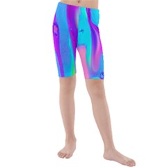 Colorful Abstract Fluid Art Pattern Kids  Mid Length Swim Shorts by GardenOfOphir