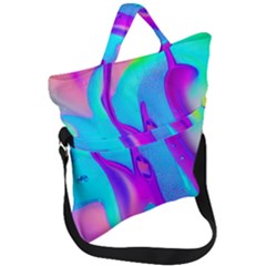 Colorful Abstract Fluid Art Pattern Fold Over Handle Tote Bag by GardenOfOphir