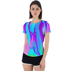 Colorful Abstract Fluid Art Pattern Back Cut Out Sport Tee