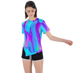 Colorful Abstract Fluid Art Pattern Asymmetrical Short Sleeve Sports Tee by GardenOfOphir