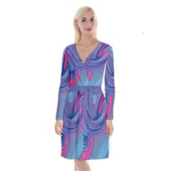 Liquid Art Pattern - Fluid Art Long Sleeve Velvet Front Wrap Dress by GardenOfOphir