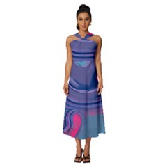 Liquid Art Pattern - Fluid Art Sleeveless Cross Front Cocktail Midi Chiffon Dress by GardenOfOphir