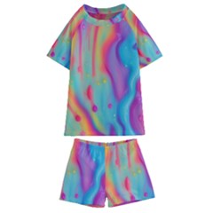 Liquid Art Pattern - Marble Art Kids  Swim Tee And Shorts Set by GardenOfOphir