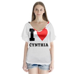 I Love Cynthia V-neck Flutter Sleeve Top