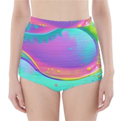 Liquid Art Pattern - Fluid Background High-waisted Bikini Bottoms by GardenOfOphir