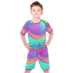 Liquid Art Pattern - Fluid Background Kids  Tee And Shorts Set by GardenOfOphir