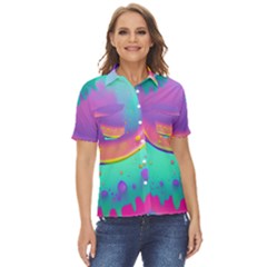 Liquid Art Pattern - Fluid Background Women s Short Sleeve Double Pocket Shirt