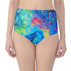 Liquid Art Pattern - Fluid Art Classic High-Waist Bikini Bottoms