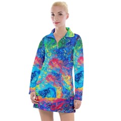 Liquid Art Pattern - Fluid Art Women s Long Sleeve Casual Dress by GardenOfOphir