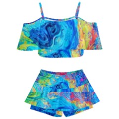 Liquid Art Pattern - Fluid Art Kids  Off Shoulder Skirt Bikini by GardenOfOphir