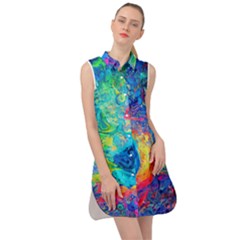 Liquid Art Pattern - Fluid Art Sleeveless Shirt Dress by GardenOfOphir