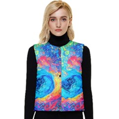 Liquid Art Pattern - Fluid Art Women s Short Button Up Puffer Vest