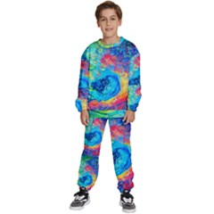 Liquid Art Pattern - Fluid Art Kids  Sweatshirt Set by GardenOfOphir