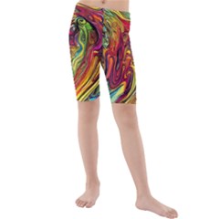 Liquid Art Pattern - Abstract Art Kids  Mid Length Swim Shorts