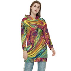 Liquid Art Pattern - Abstract Art Women s Long Oversized Pullover Hoodie by GardenOfOphir