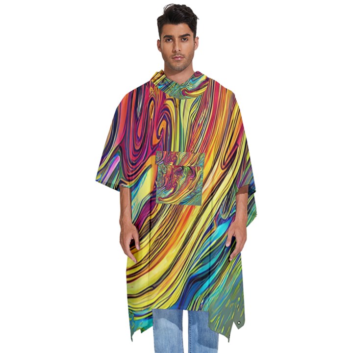 Liquid Art Pattern - Abstract Art Men s Hooded Rain Ponchos