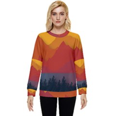 Mountain Forest Nature Scenery Art Mountains Hidden Pocket Sweatshirt by Wegoenart