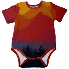 Mountain Forest Nature Scenery Art Mountains Baby Short Sleeve Bodysuit by Wegoenart