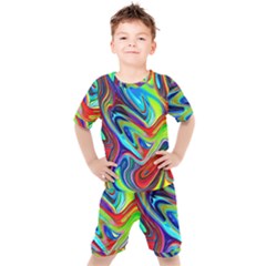 Fluid Forms Kids  Tee And Shorts Set by GardenOfOphir