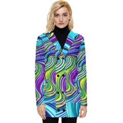 Waves Of Color Button Up Hooded Coat  by GardenOfOphir