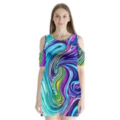 Waves Of Color Shoulder Cutout Velvet One Piece by GardenOfOphir