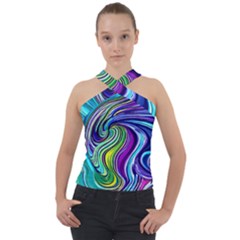 Waves Of Color Cross Neck Velour Top by GardenOfOphir