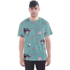 Raccoon Texture Seamless Scrapbooking Hearts Men s Sport Mesh Tee