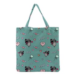 Raccoon Texture Seamless Scrapbooking Hearts Grocery Tote Bag