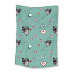 Raccoon Texture Seamless Scrapbooking Hearts Small Tapestry