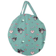 Raccoon Texture Seamless Scrapbooking Hearts Giant Round Zipper Tote