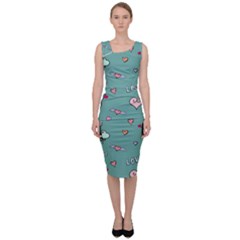 Raccoon Texture Seamless Scrapbooking Hearts Sleeveless Pencil Dress