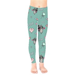 Raccoon Texture Seamless Scrapbooking Hearts Kids  Leggings