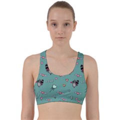 Raccoon Texture Seamless Scrapbooking Hearts Back Weave Sports Bra