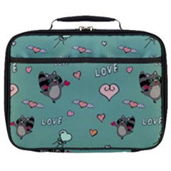 Raccoon Texture Seamless Scrapbooking Hearts Full Print Lunch Bag