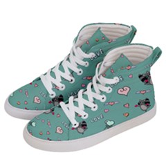 Raccoon Texture Seamless Scrapbooking Hearts Women s Hi-Top Skate Sneakers