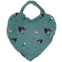 Raccoon Texture Seamless Scrapbooking Hearts Giant Heart Shaped Tote
