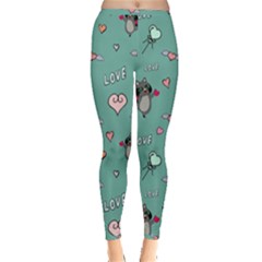 Raccoon Texture Seamless Scrapbooking Hearts Inside Out Leggings