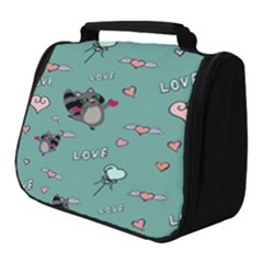 Raccoon Texture Seamless Scrapbooking Hearts Full Print Travel Pouch (Small)