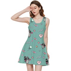 Raccoon Texture Seamless Scrapbooking Hearts Inside Out Racerback Dress