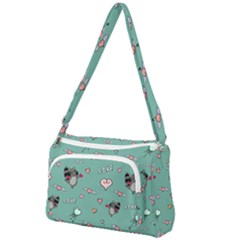 Raccoon Texture Seamless Scrapbooking Hearts Front Pocket Crossbody Bag