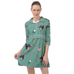 Raccoon Texture Seamless Scrapbooking Hearts Mini Skater Shirt Dress