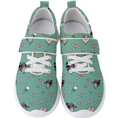 Raccoon Texture Seamless Scrapbooking Hearts Men s Velcro Strap Shoes