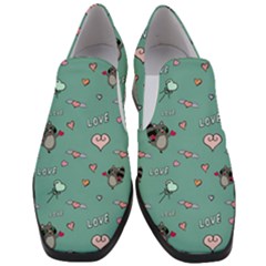 Raccoon Texture Seamless Scrapbooking Hearts Women Slip On Heel Loafers