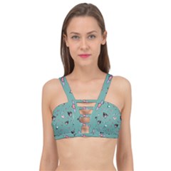 Raccoon Texture Seamless Scrapbooking Hearts Cage Up Bikini Top