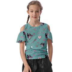 Raccoon Texture Seamless Scrapbooking Hearts Kids  Butterfly Cutout Tee