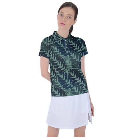 Background Pattern Leaves Texture Design Wallpaper Women s Polo Tee by Wegoenart